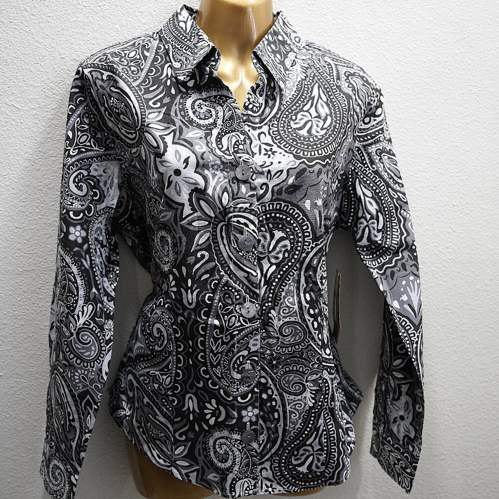 Coldwater Creek Paisley No Iron Blouse size PM  NWTS